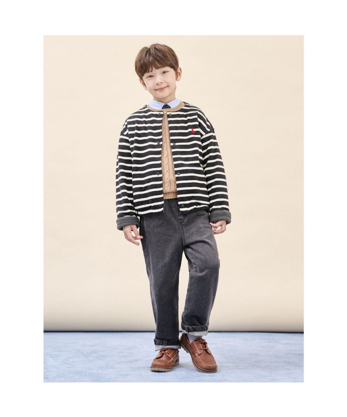 빈폴 키즈(BEANPOLE KIDS) 리버시블 스트라이프 플리스 버튼업 재킷  블랙 (BI5941U055)