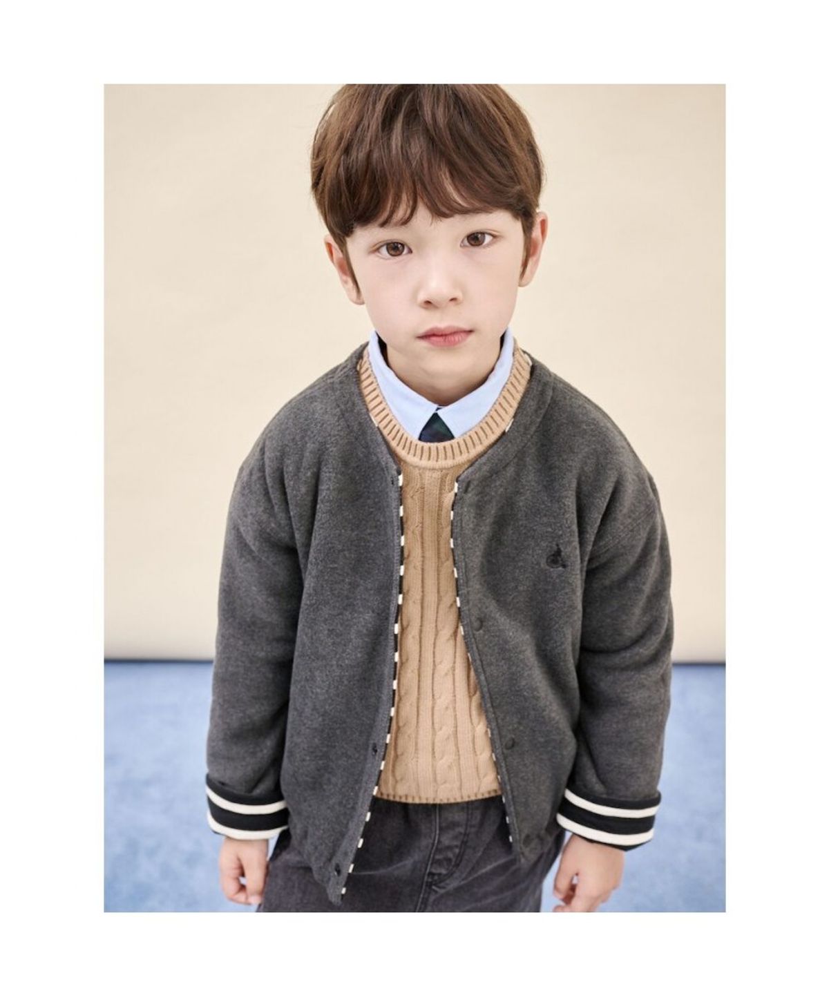 빈폴 키즈(BEANPOLE KIDS) 리버시블 스트라이프 플리스 버튼업 재킷  블랙 (BI5941U055)