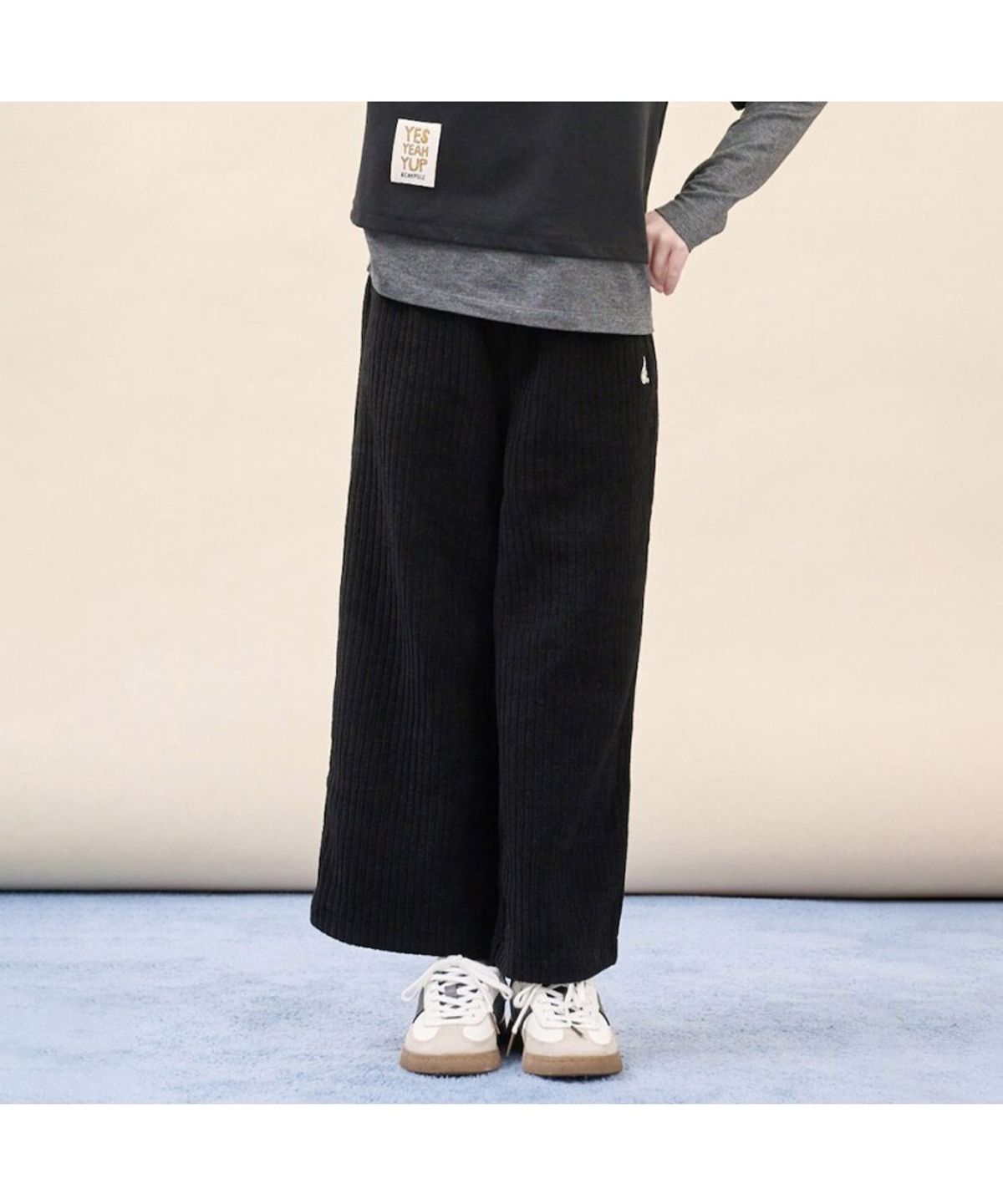 빈폴 키즈(BEANPOLE KIDS) 여아 소프트 골지 세미와이드 팬츠  블랙 (BI5921G015)