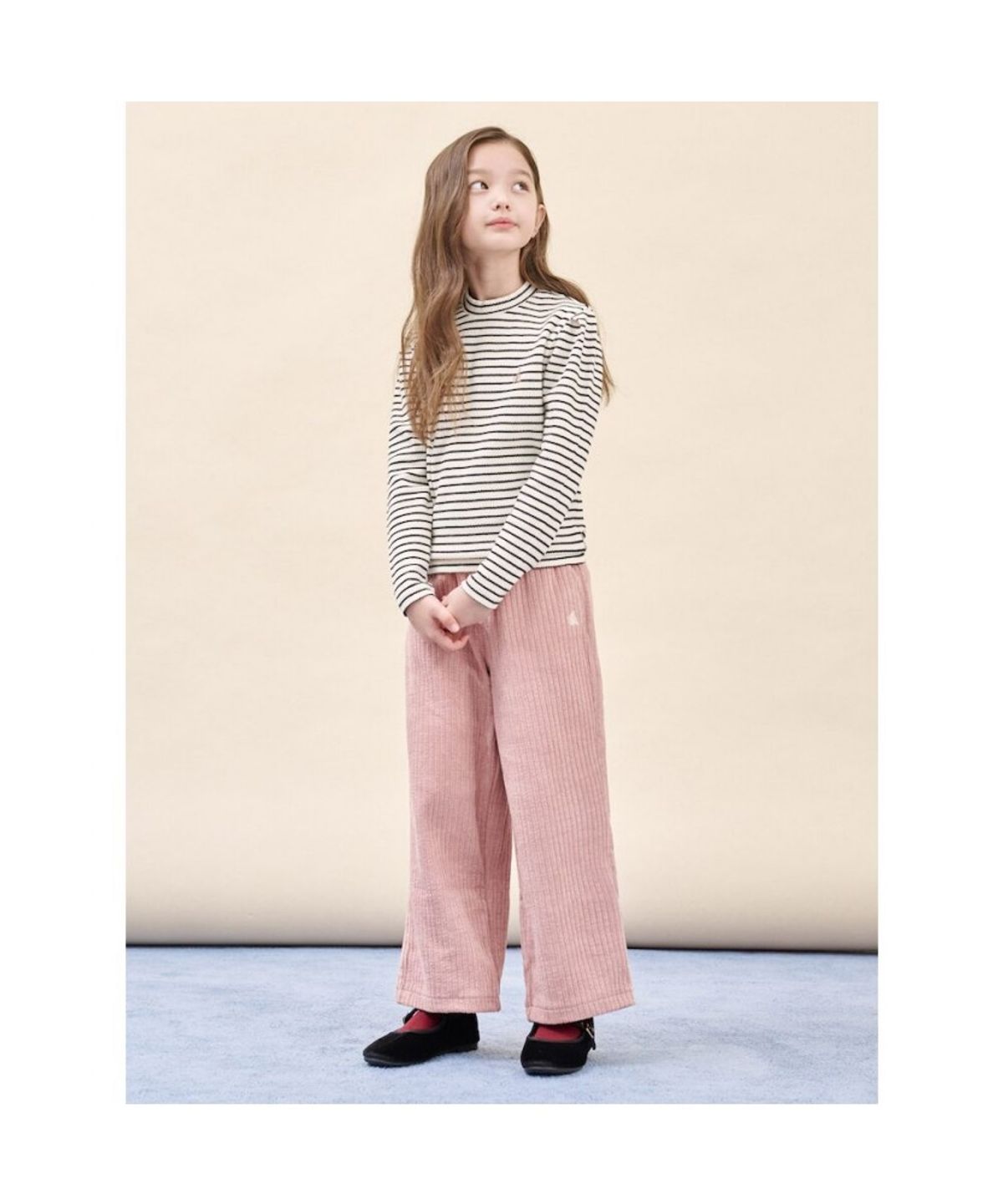 빈폴 키즈(BEANPOLE KIDS) 여아 소프트 골지 세미와이드 팬츠  라이트 핑크 (BI5921G01Y)