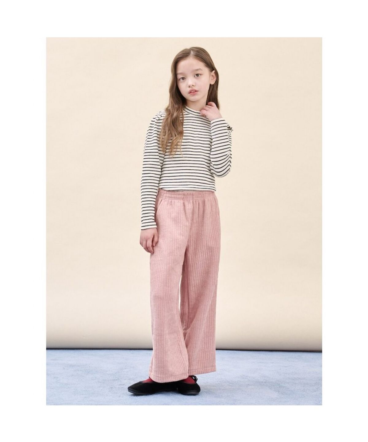 빈폴 키즈(BEANPOLE KIDS) 여아 소프트 골지 세미와이드 팬츠  라이트 핑크 (BI5921G01Y)