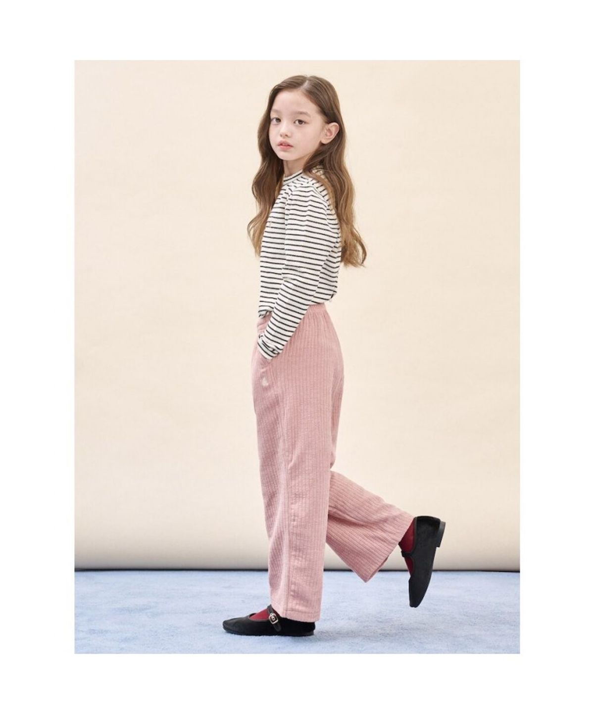 빈폴 키즈(BEANPOLE KIDS) 여아 소프트 골지 세미와이드 팬츠  라이트 핑크 (BI5921G01Y)