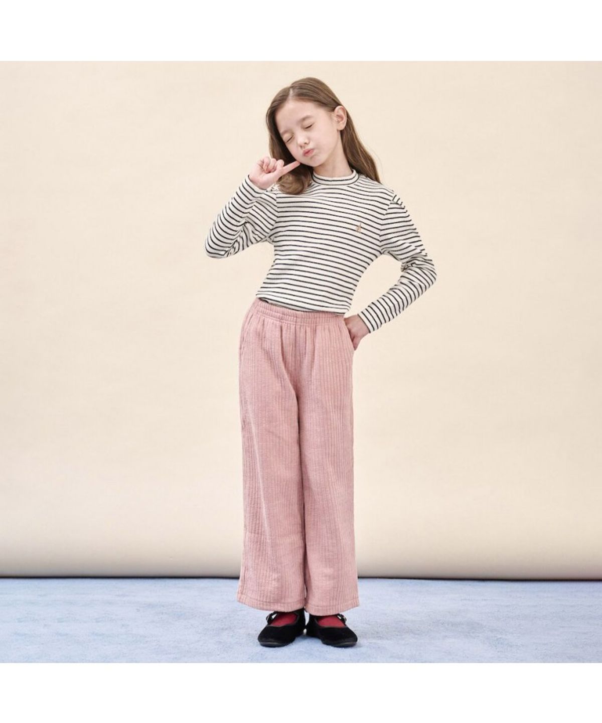 빈폴 키즈(BEANPOLE KIDS) 여아 소프트 골지 세미와이드 팬츠  라이트 핑크 (BI5921G01Y)