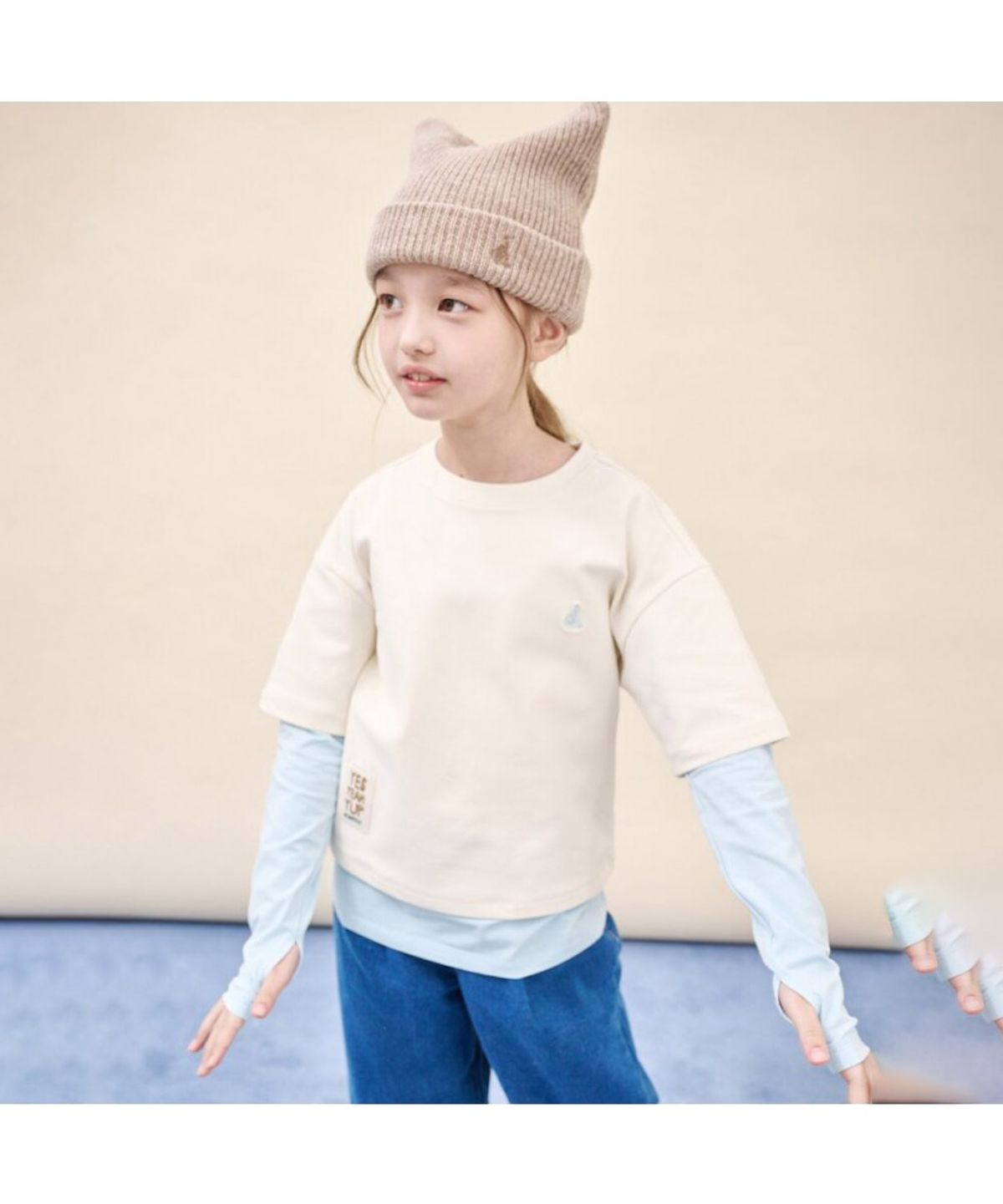 빈폴 키즈(BEANPOLE KIDS) 야옹이 니트 비니  베이지 (BI598BU01A)