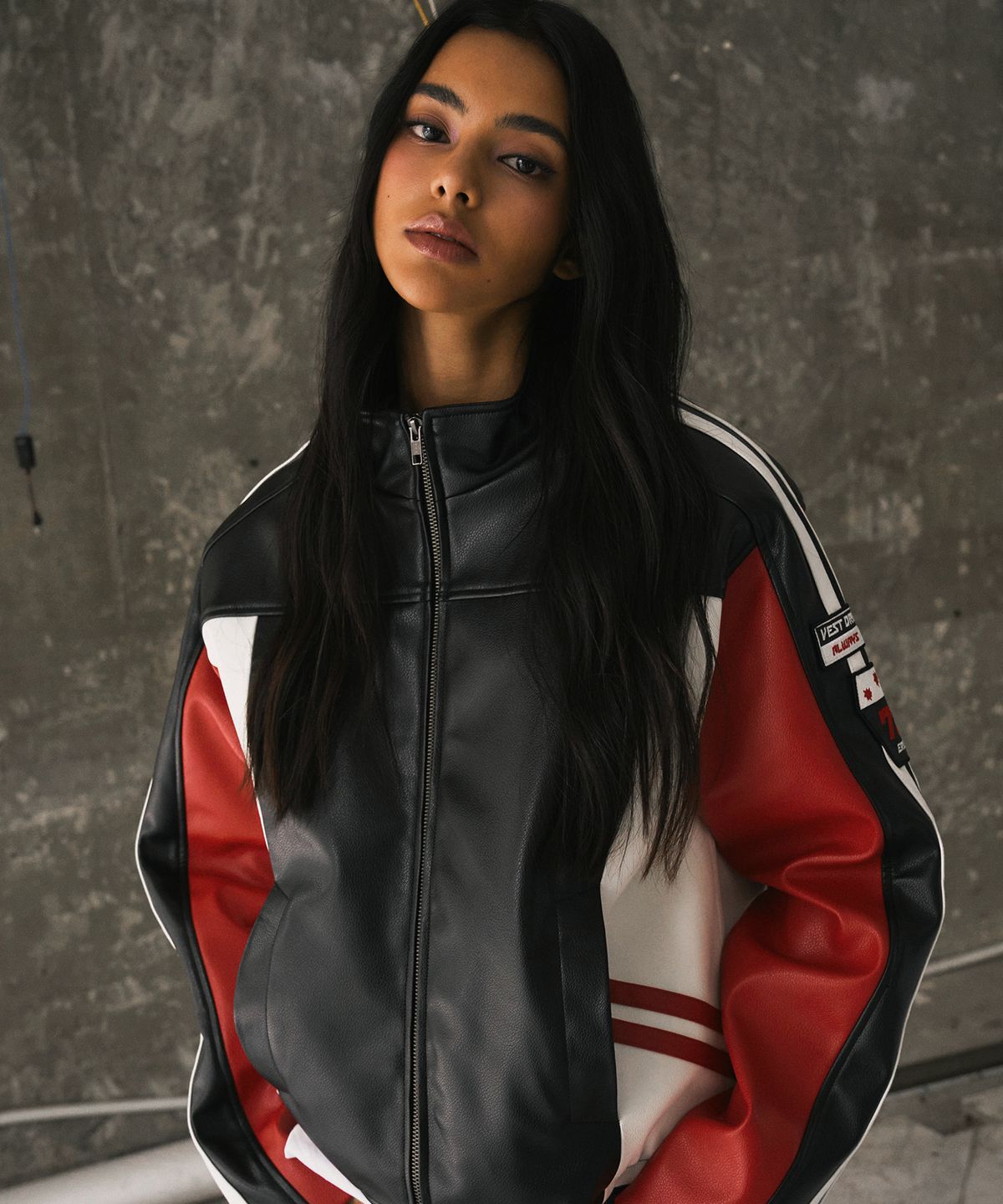에르에르(ERER) Leather Racing Jacket Red
