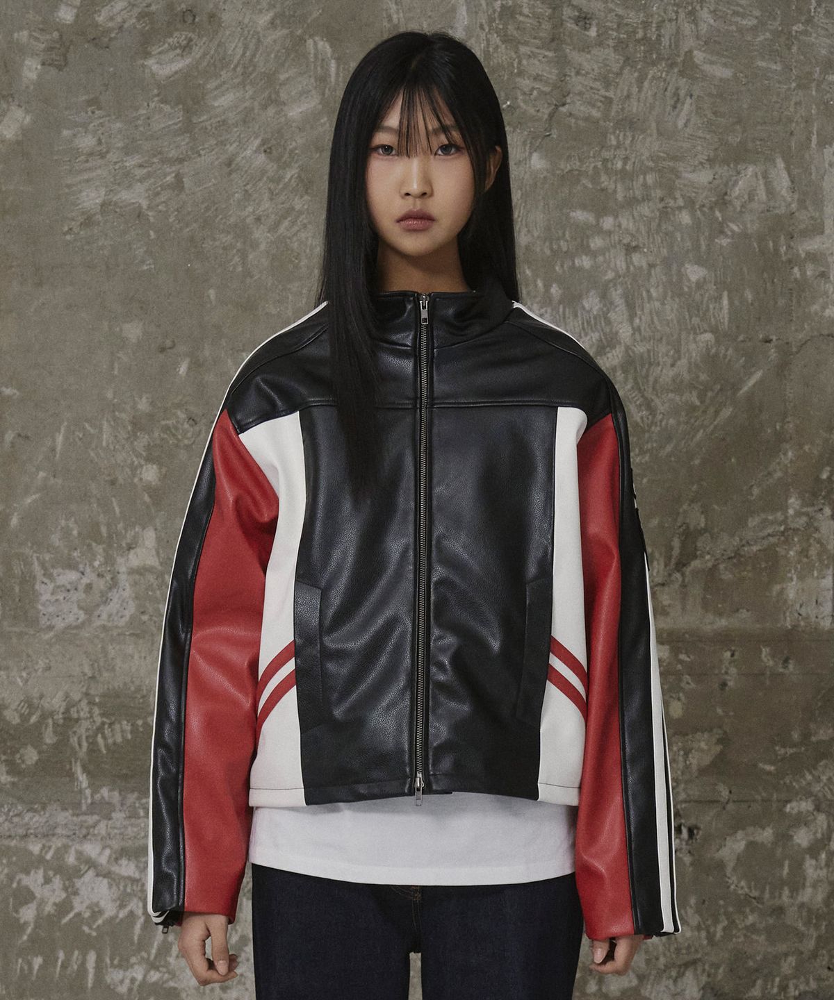 에르에르(ERER) Leather Racing Jacket Red