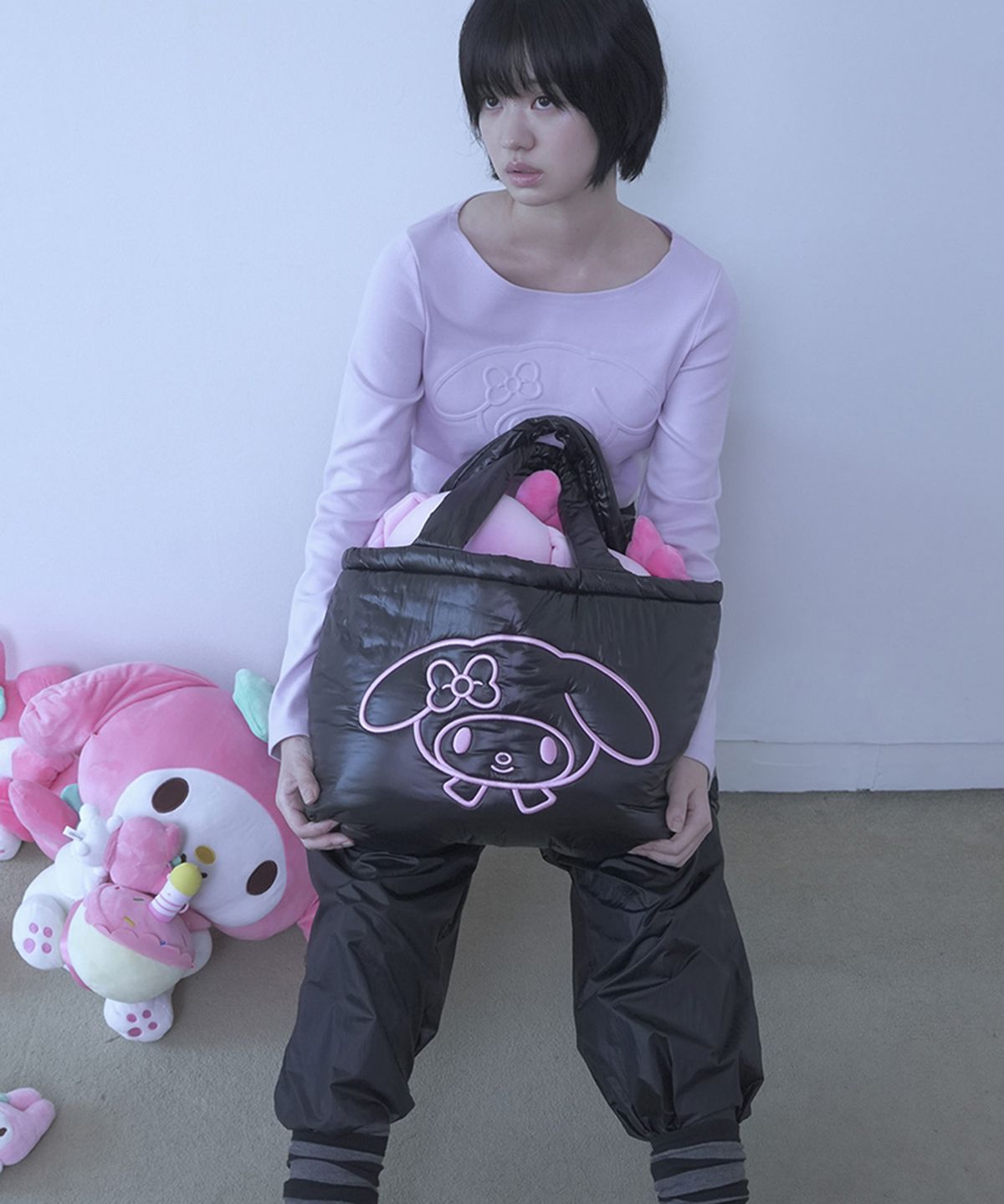 세릭(CERRIC) MY MELODY PADDED TOTE BAG / BLACK