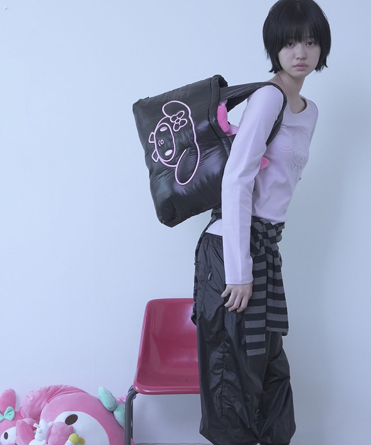 세릭(CERRIC) MY MELODY PADDED TOTE BAG / BLACK