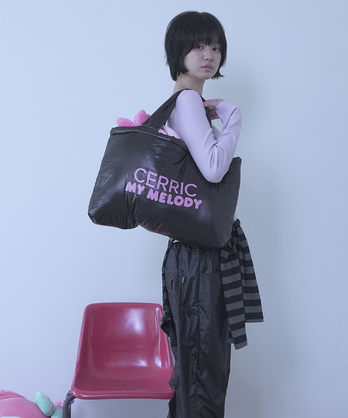 세릭(CERRIC) MY MELODY PADDED TOTE BAG / BLACK
