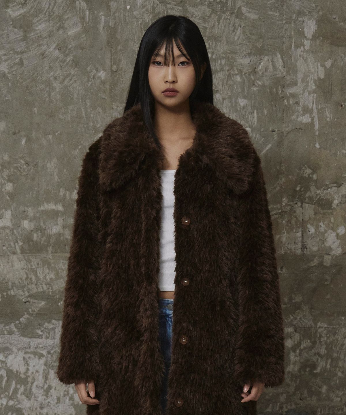 에르에르(ERER) Fur Long Coat Brown