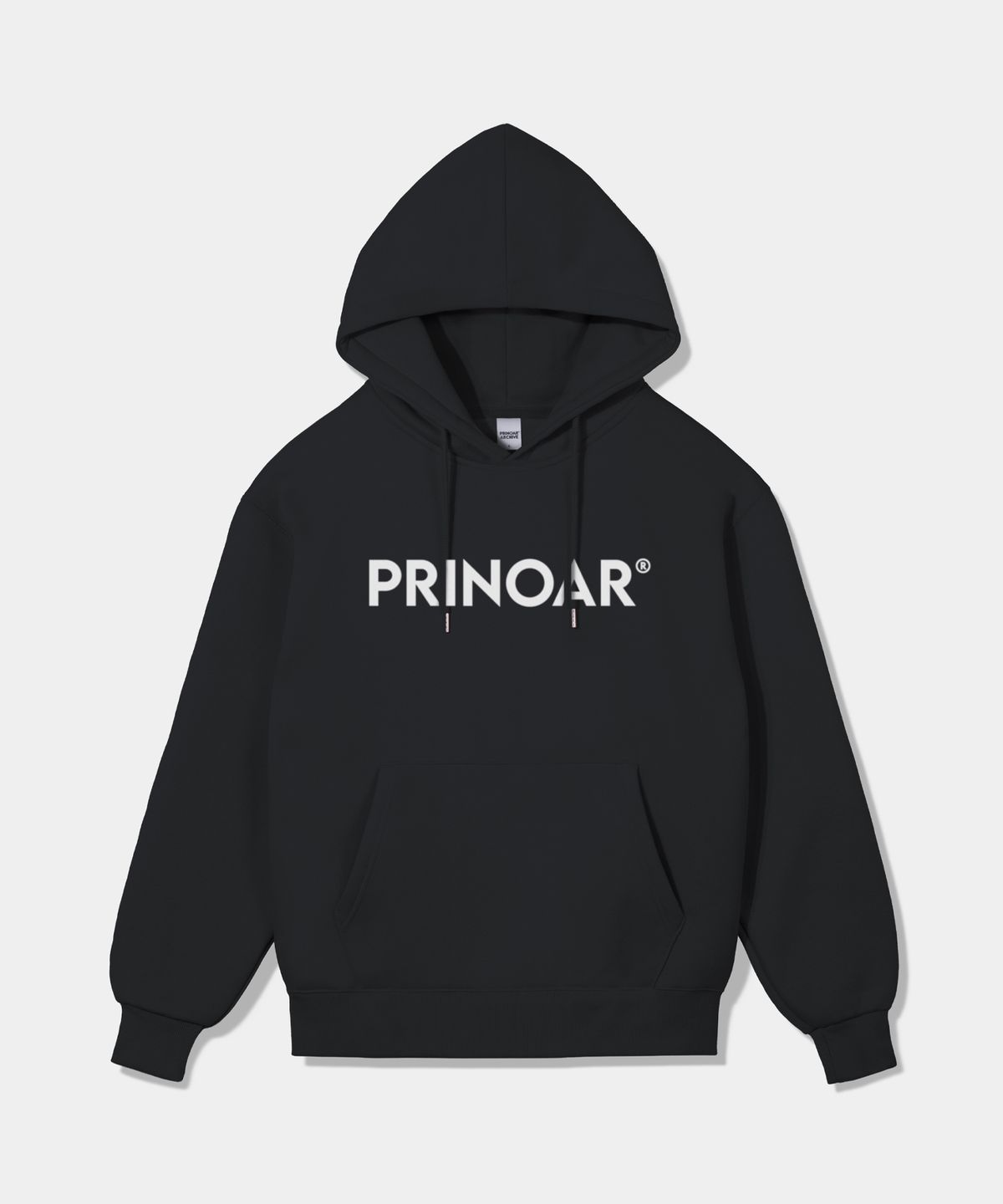 프리노어(PRINOAR) 로고 기모 후드-블랙