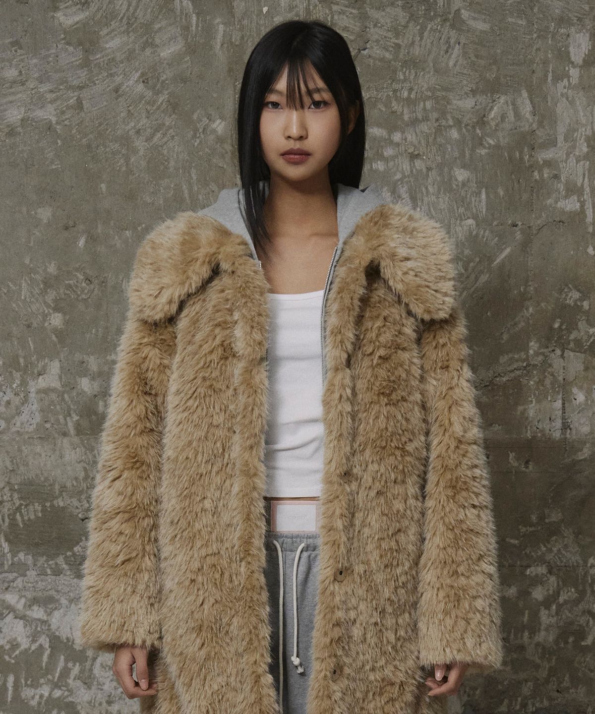 에르에르(ERER) Fur Long Coat Beige