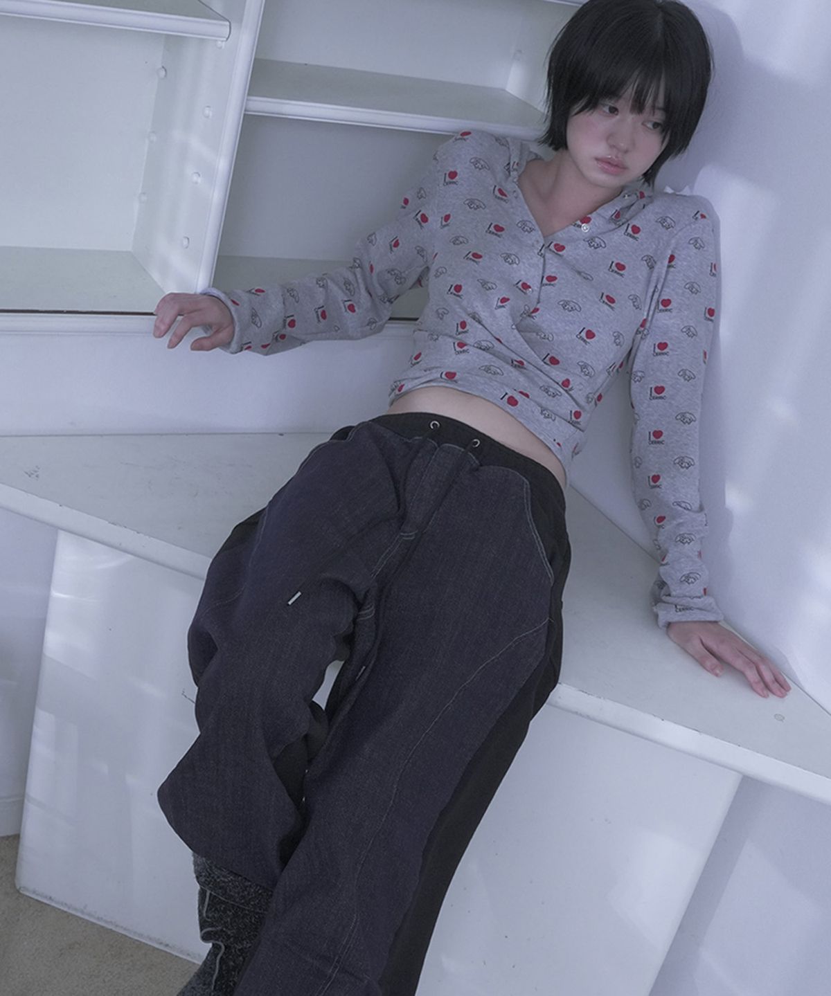 세릭(CERRIC) MY MELODY WRAP HOOD CARDIGAN / GRAY
