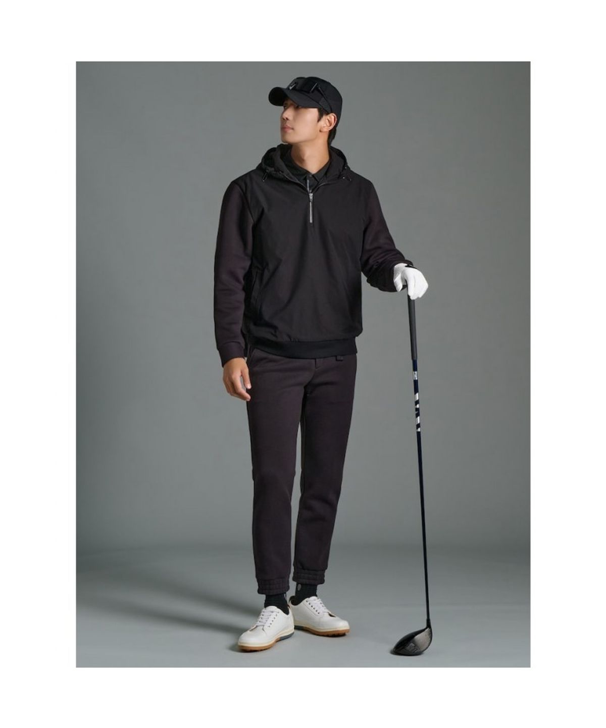 빈폴골프(BEANPOLE GOLF) 남성 패딩 믹스 하이브리드 맨투맨 티셔츠 - 블랙