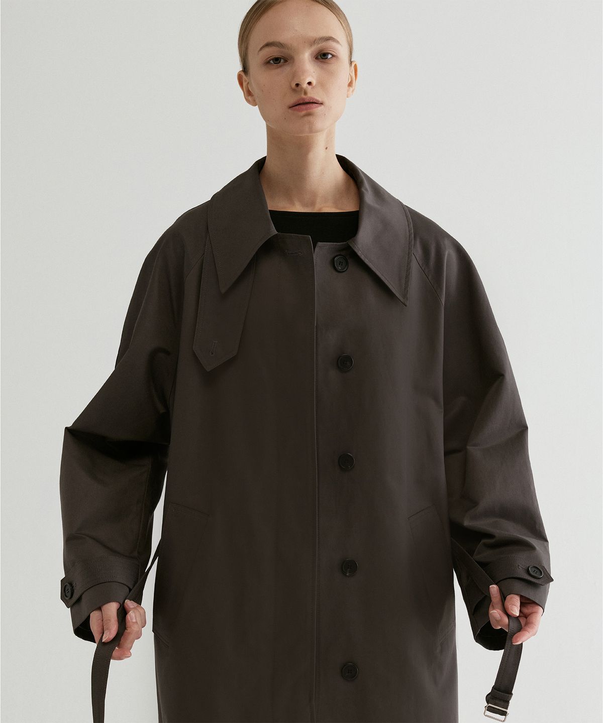 프롬웨얼(FROMWHERE) Belted Raglan Trench Coat D/Brown