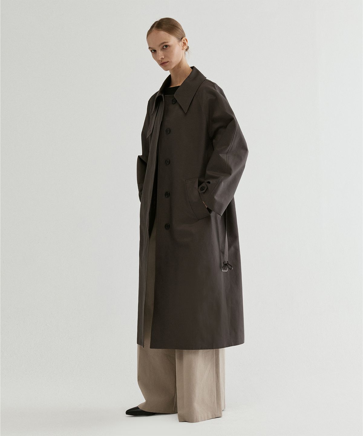 프롬웨얼(FROMWHERE) Belted Raglan Trench Coat D/Brown