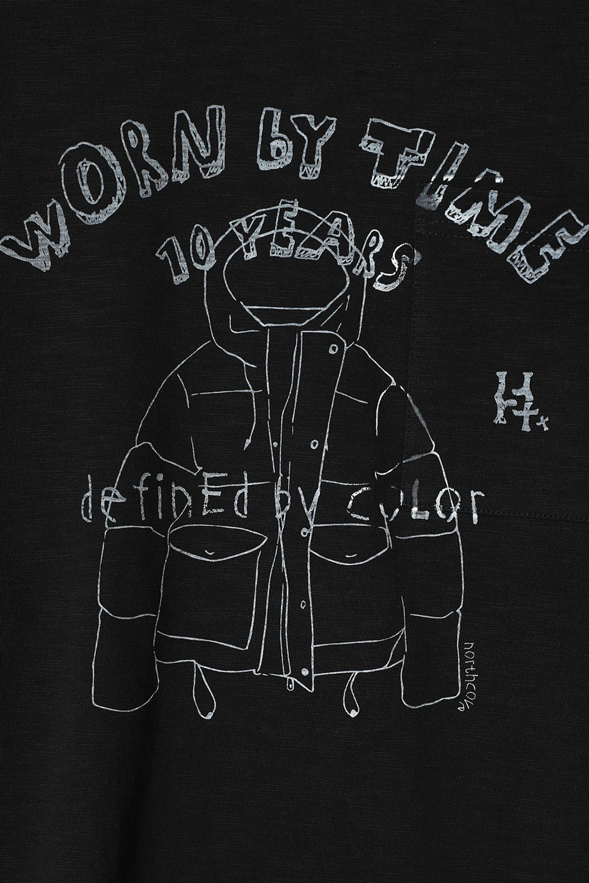 홀리선(HORLISUN) Lawrence Slub Graphic Pocket T-shirt Black