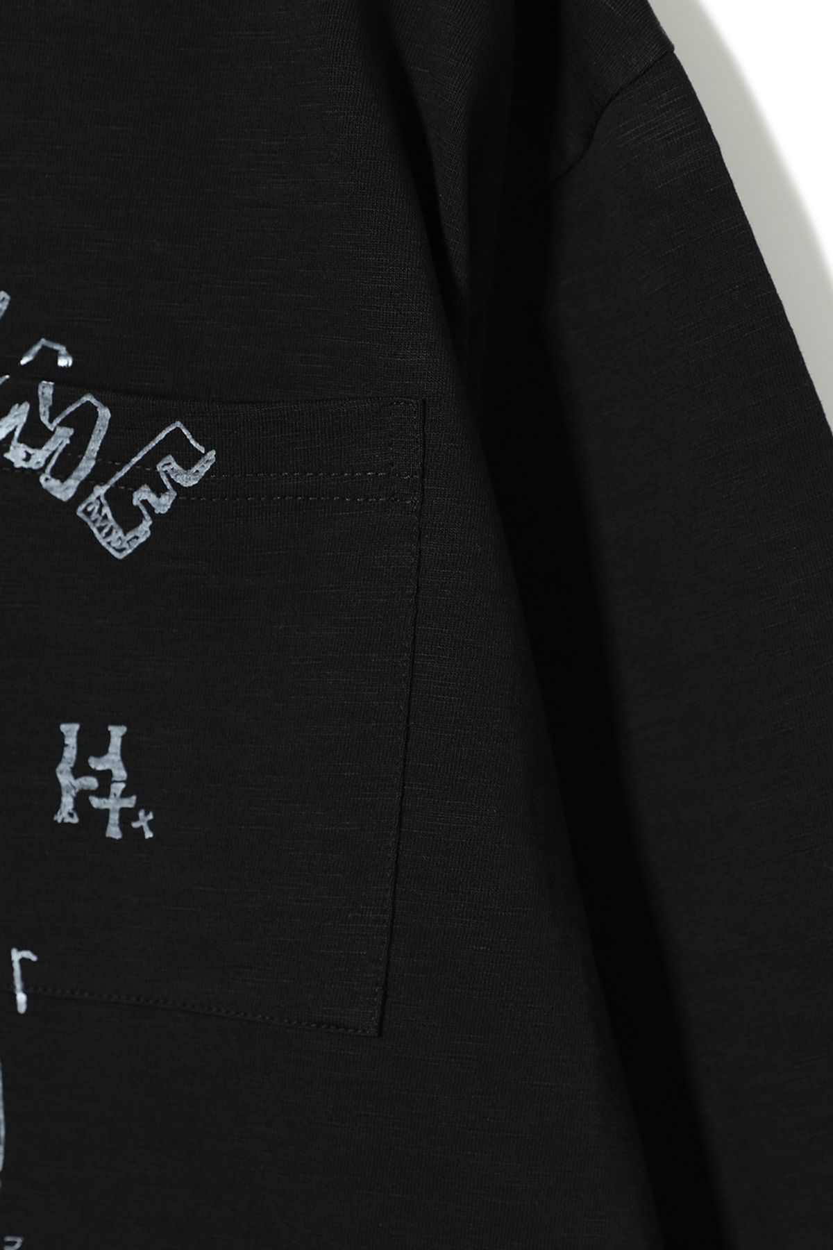 홀리선(HORLISUN) Lawrence Slub Graphic Pocket T-shirt Black