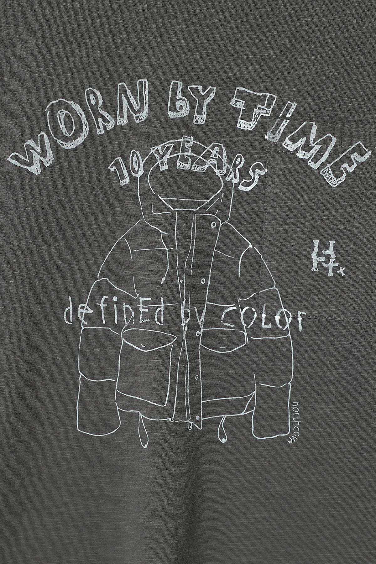 홀리선(HORLISUN) Lawrence Slub Graphic Pocket T-shirt Charcoal