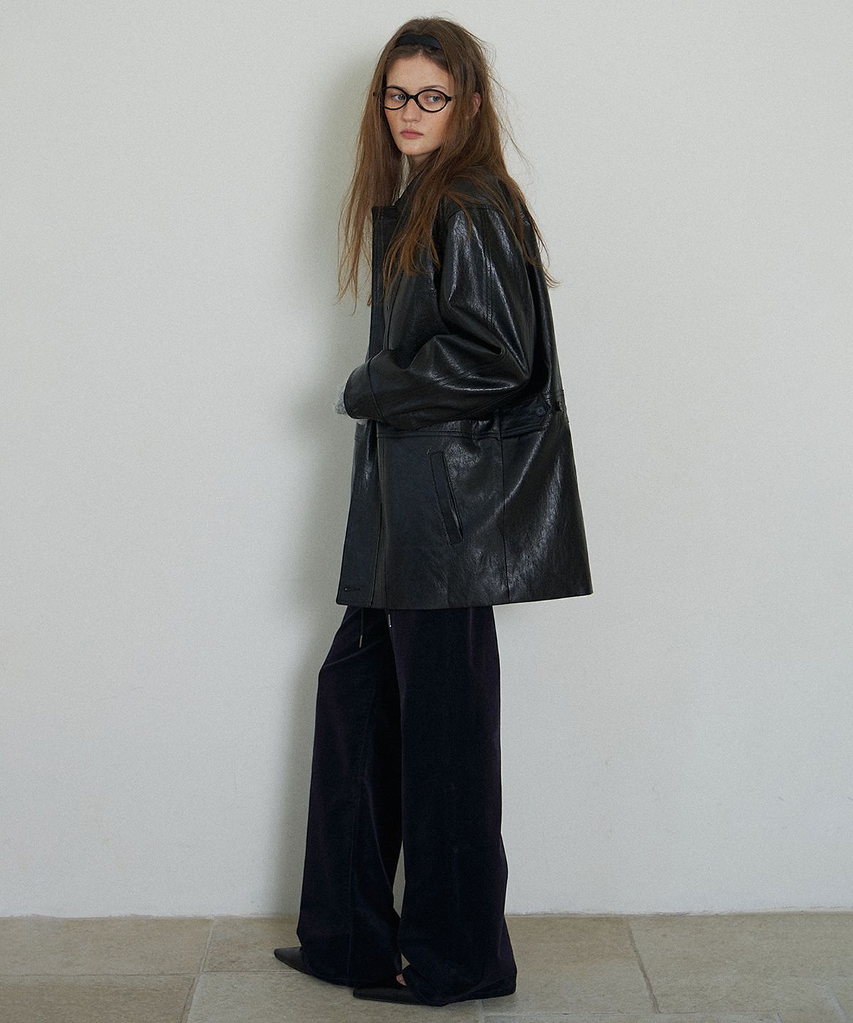 하우스 오브 폰드(HOUSE OF POND) Leather Drawstring Half Jacket_Black