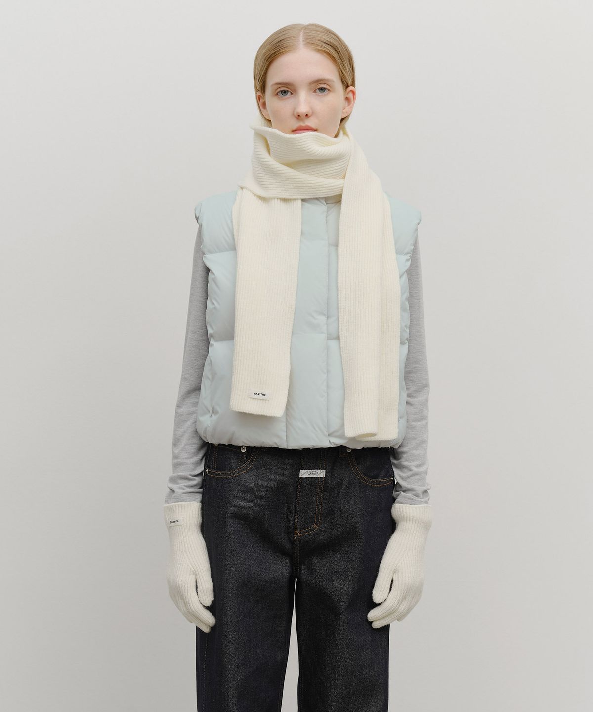 마리떼 프랑소와 저버(MARITHÉ + FRANҪOIS GIRBAUD) REGULAR LOGO MUFFLER & GLOVE cream