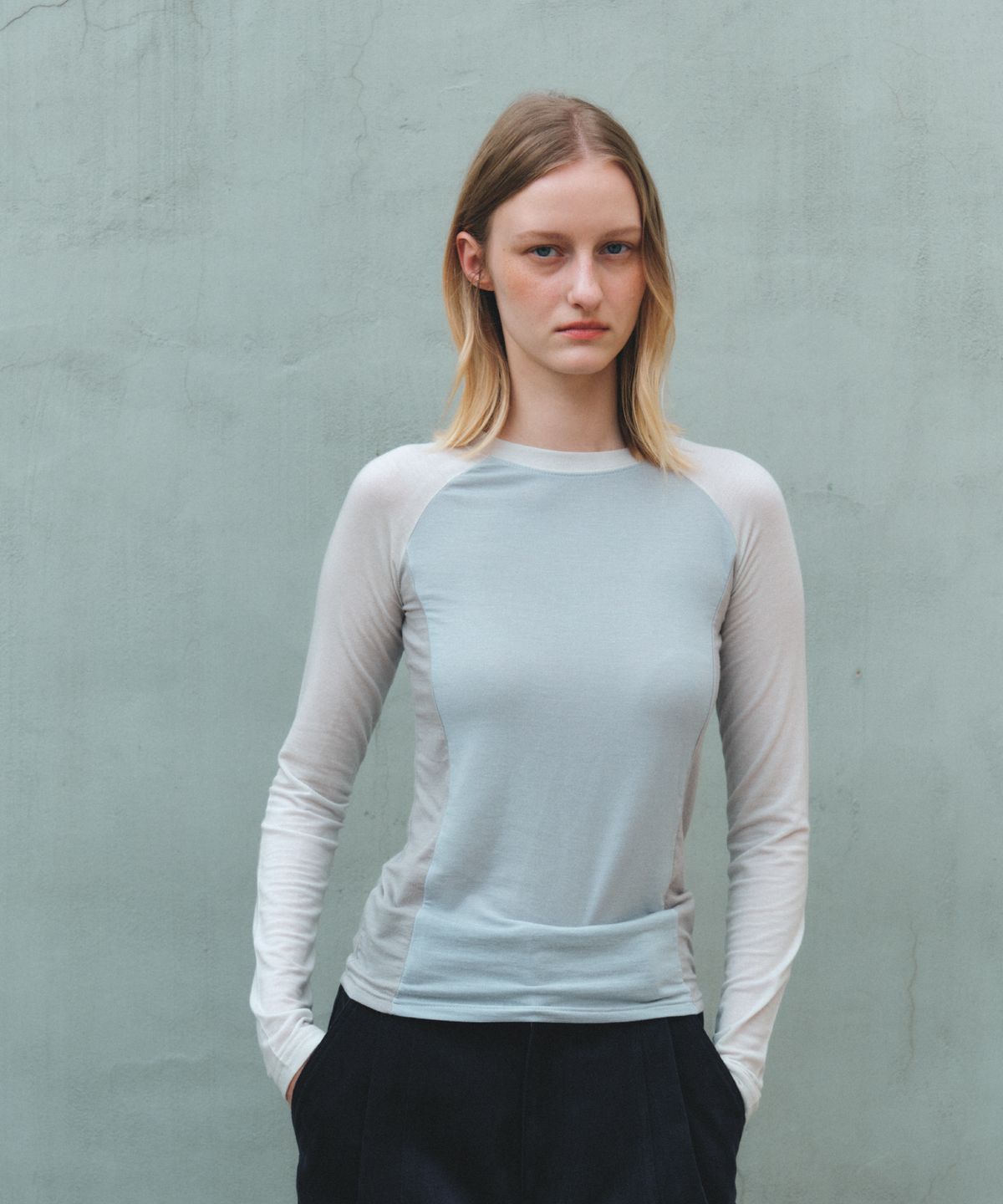 앤테(AENTE) POINT RAGLAN T-SHIRT - SKY BLUE