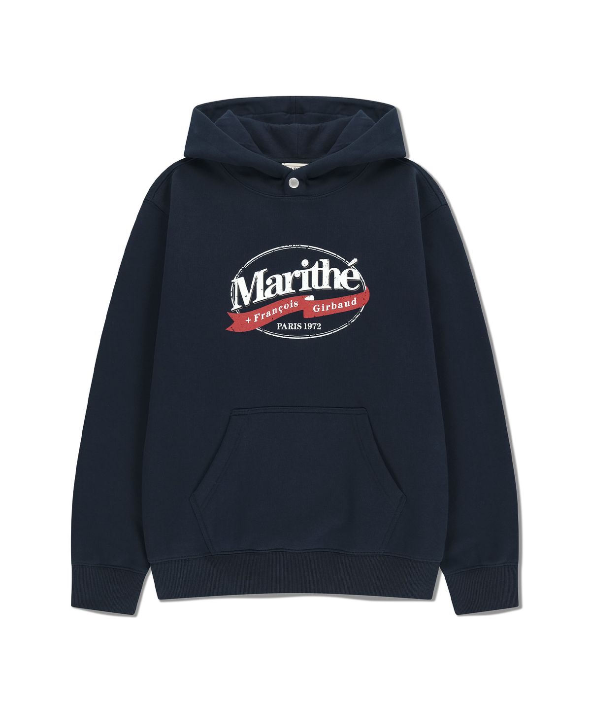 마리떼 프랑소와 저버(MARITHÉ + FRANҪOIS GIRBAUD) VINTAGE STAMP GRAPHIC HOODIE (BRUSHED) navy