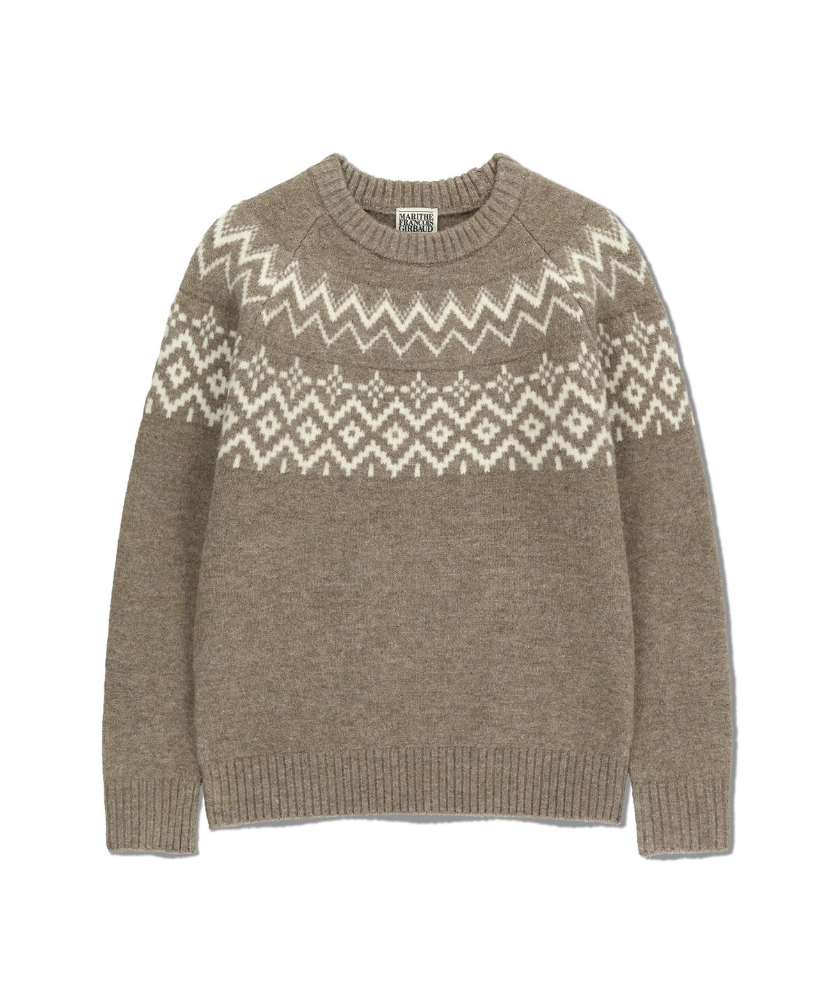 마리떼 프랑소와 저버(MARITHÉ + FRANҪOIS GIRBAUD) FAIRISLE CREW NECK KNIT PULLOVER beige