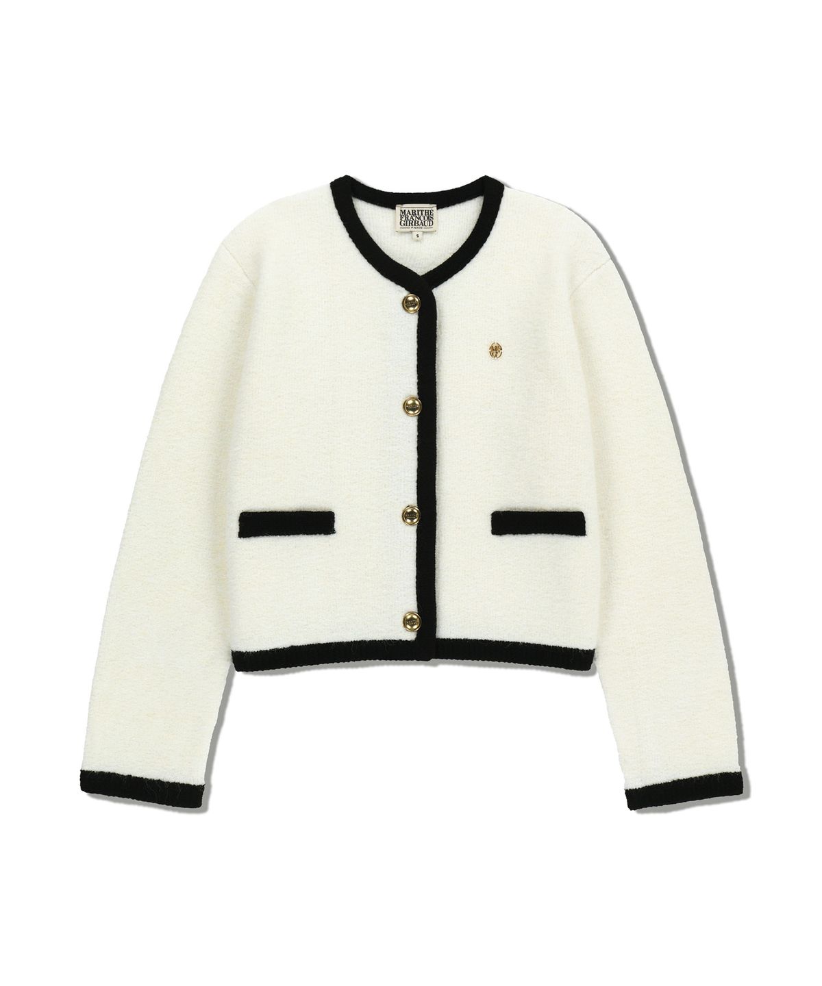 마리떼 프랑소와 저버(MARITHÉ + FRANҪOIS GIRBAUD) W BOUCLE KNIT ROUND NECK CARDIGAN ivory