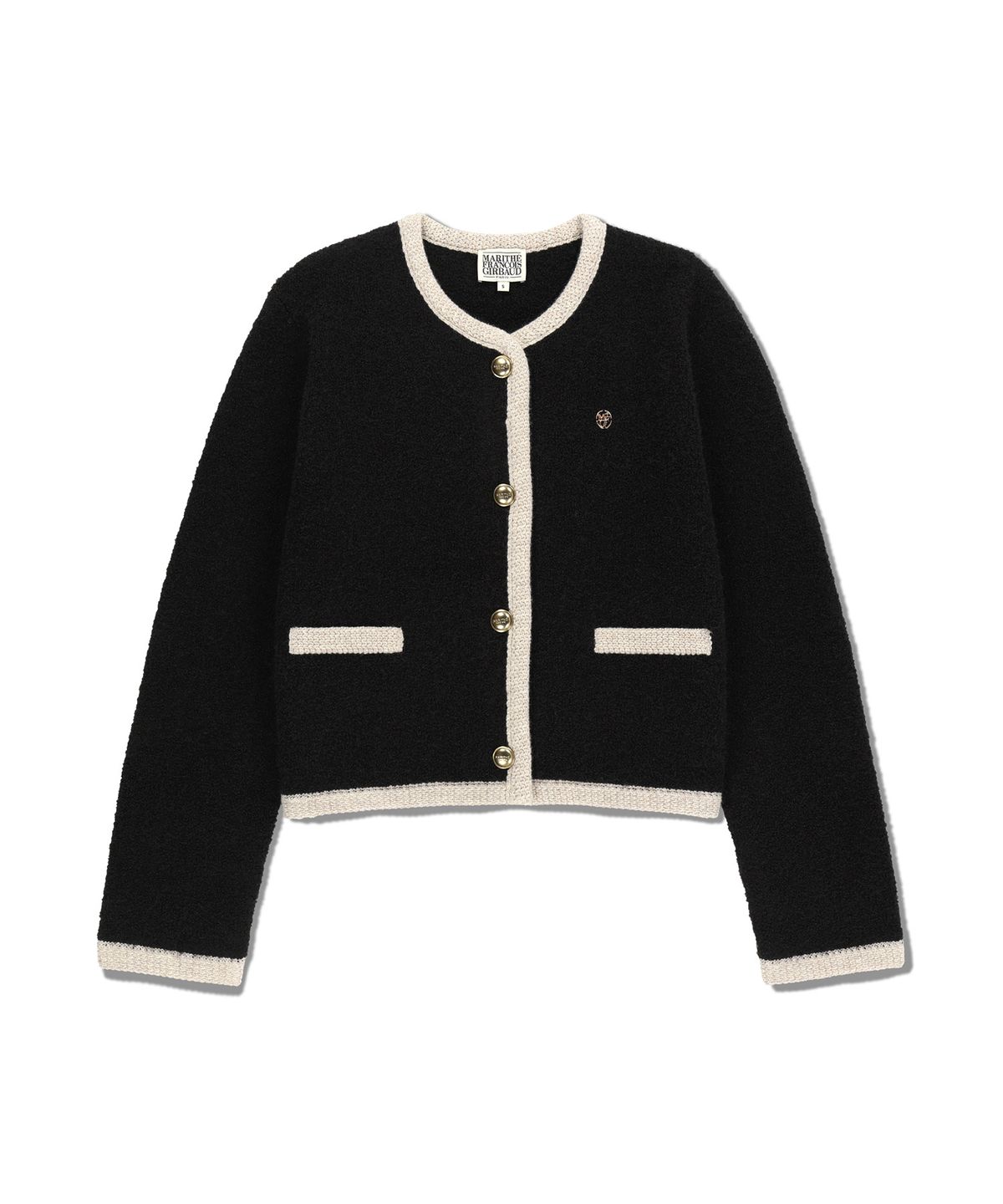 마리떼 프랑소와 저버(MARITHÉ + FRANҪOIS GIRBAUD) W BOUCLE KNIT ROUND NECK CARDIGAN black