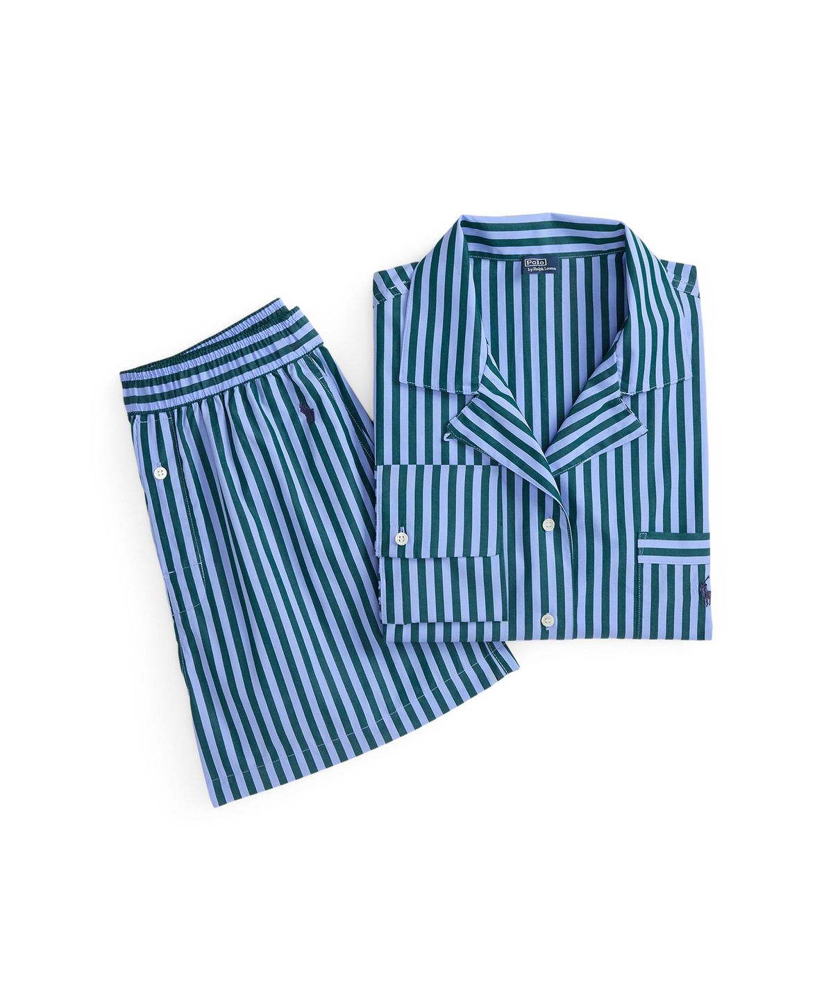 폴로 랄프로렌 이너웨어(POLO RALPH LAUREN INNERWEAR) 여성 크롭 탑 파자마 세트 인디고블루 4P8010
