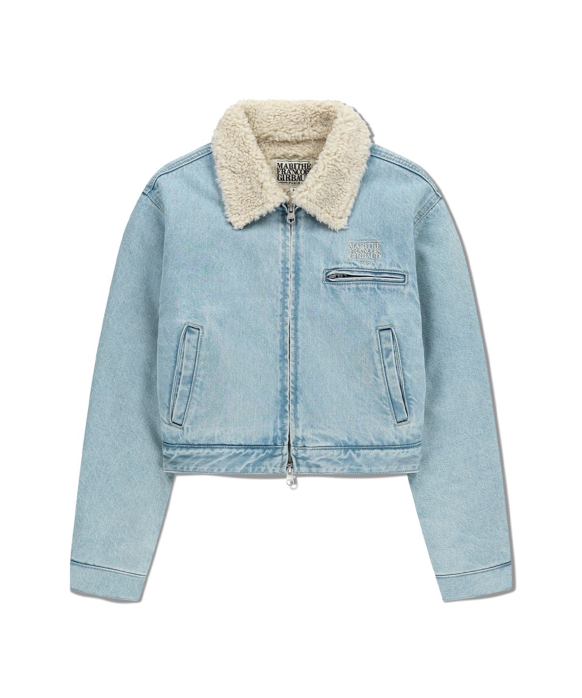 마리떼 프랑소와 저버(MARITHÉ + FRANҪOIS GIRBAUD) W CROP SHEARLING DENIM JACKET light blue