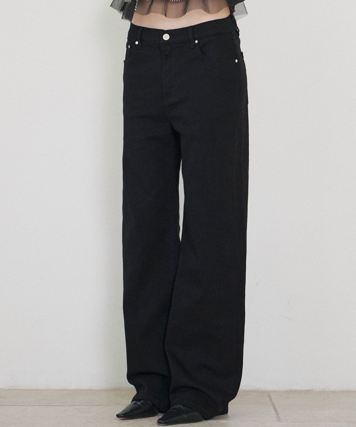 하우스 오브 폰드(HOUSE OF POND) Cigarette Span Colored Denim Jeans_Black