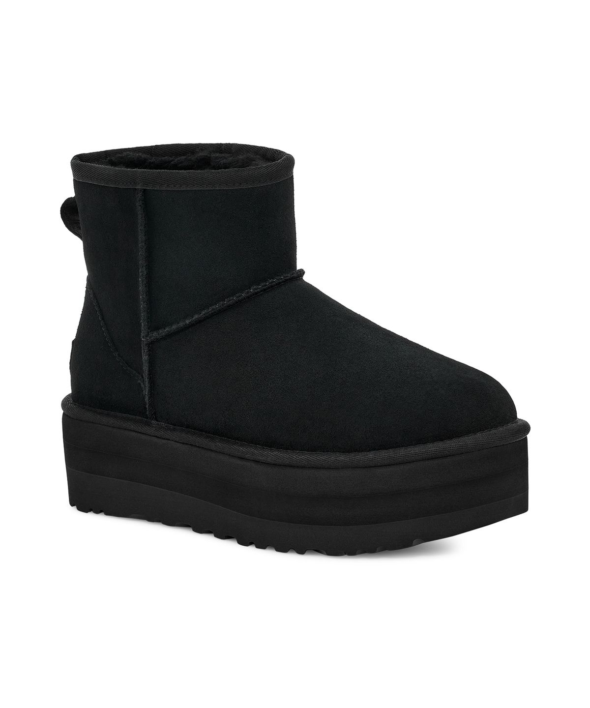 어그(UGG) [WOMEN] 스웨이드 미니 클래식 부츠 (클래식 미니 플랫폼) - 블랙 / 1134991-BLK