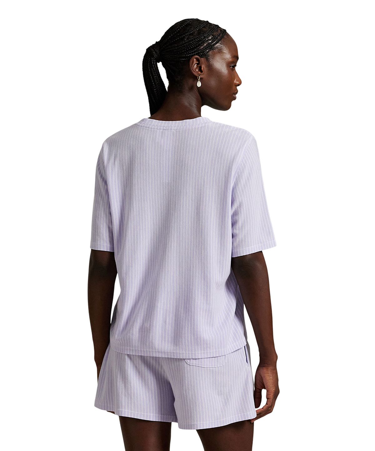 폴로 랄프로렌 이너웨어(POLO RALPH LAUREN INNERWEAR) 여성 옥스포드 스트라이프 숏 이지웨어 세트 라벤더 4P0592