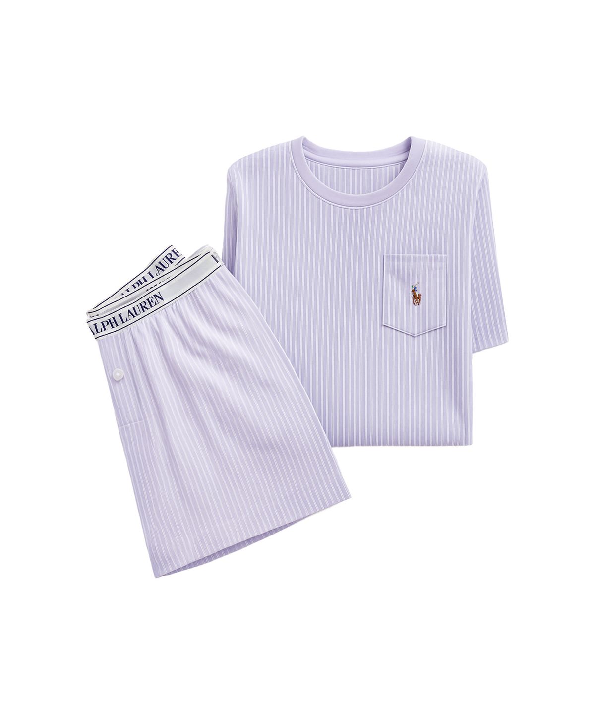 폴로 랄프로렌 이너웨어(POLO RALPH LAUREN INNERWEAR) 여성 옥스포드 스트라이프 숏 이지웨어 세트 라벤더 4P0592
