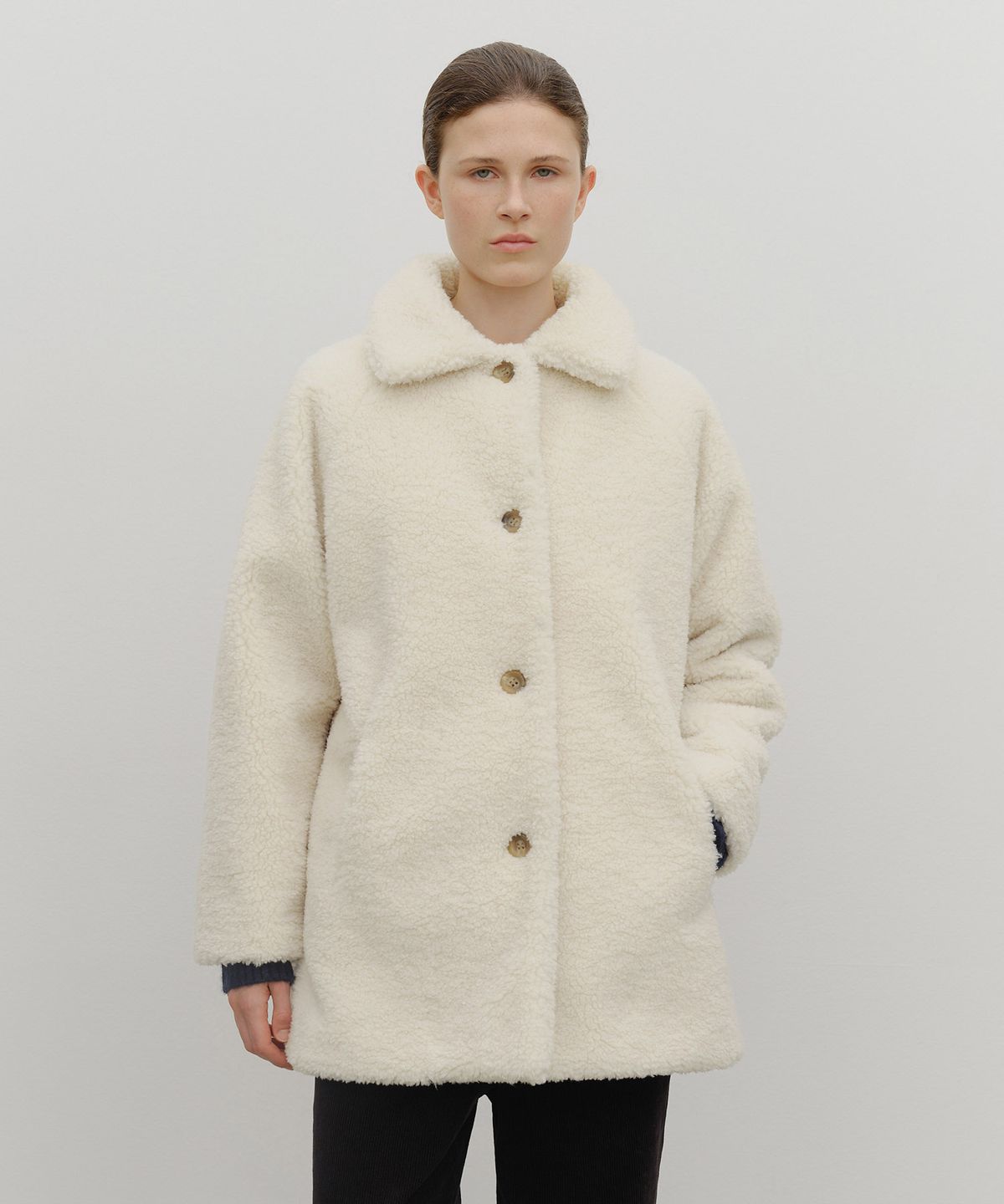 마리떼 프랑소와 저버(MARITHÉ + FRANҪOIS GIRBAUD) W MID SHEARLING FUR COAT ivory