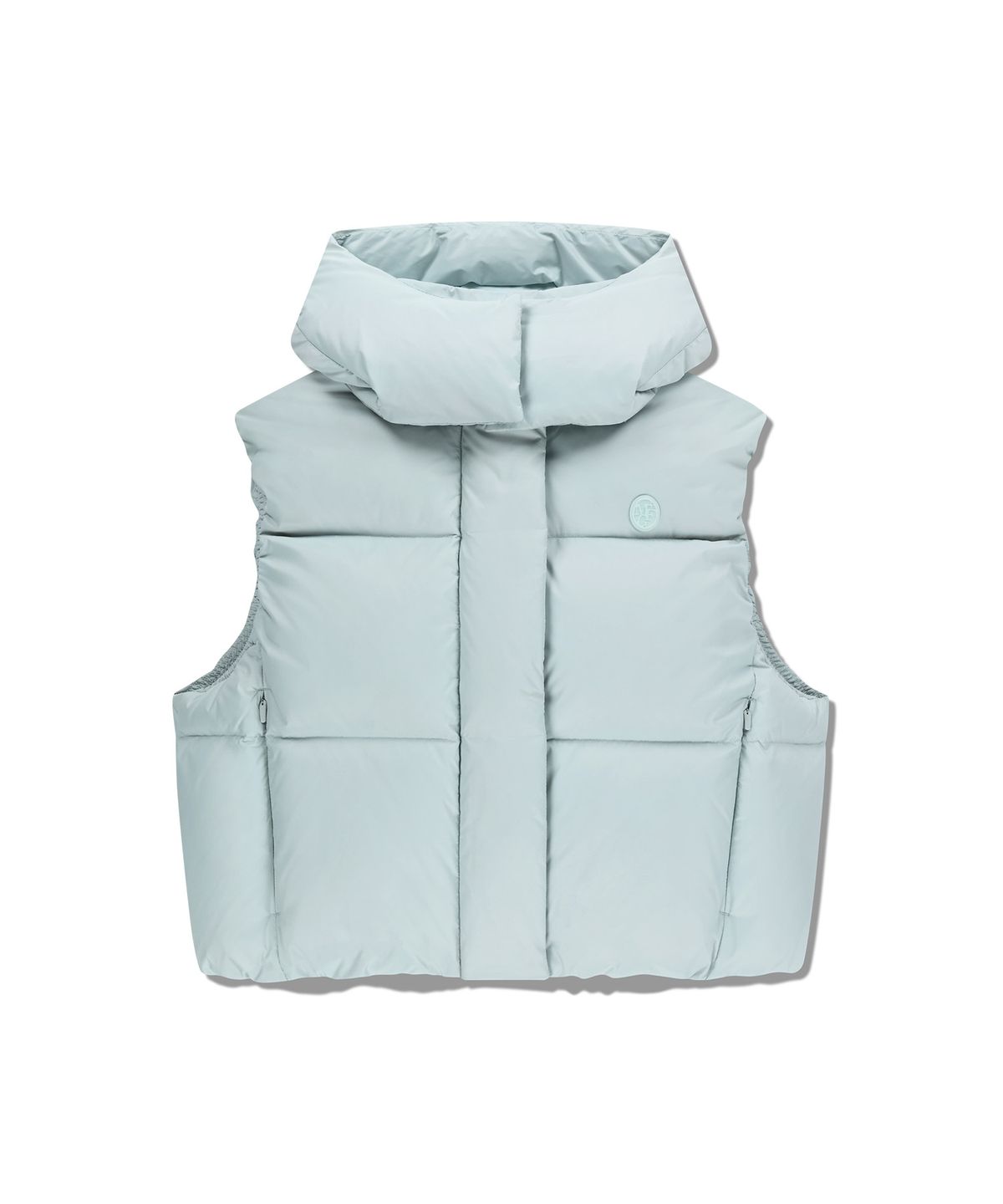마리떼 프랑소와 저버(MARITHÉ + FRANҪOIS GIRBAUD) W CIRCLE LOGO CROP HOODED DOWN VEST mint gray