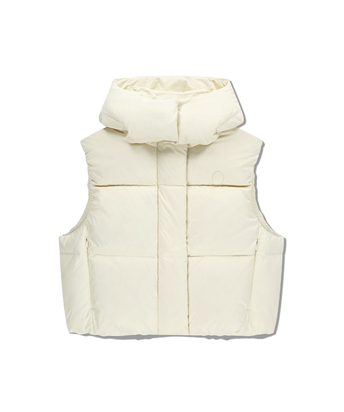 마리떼 프랑소와 저버(MARITHÉ + FRANҪOIS GIRBAUD) W CIRCLE LOGO CROP HOODED DOWN VEST ivory