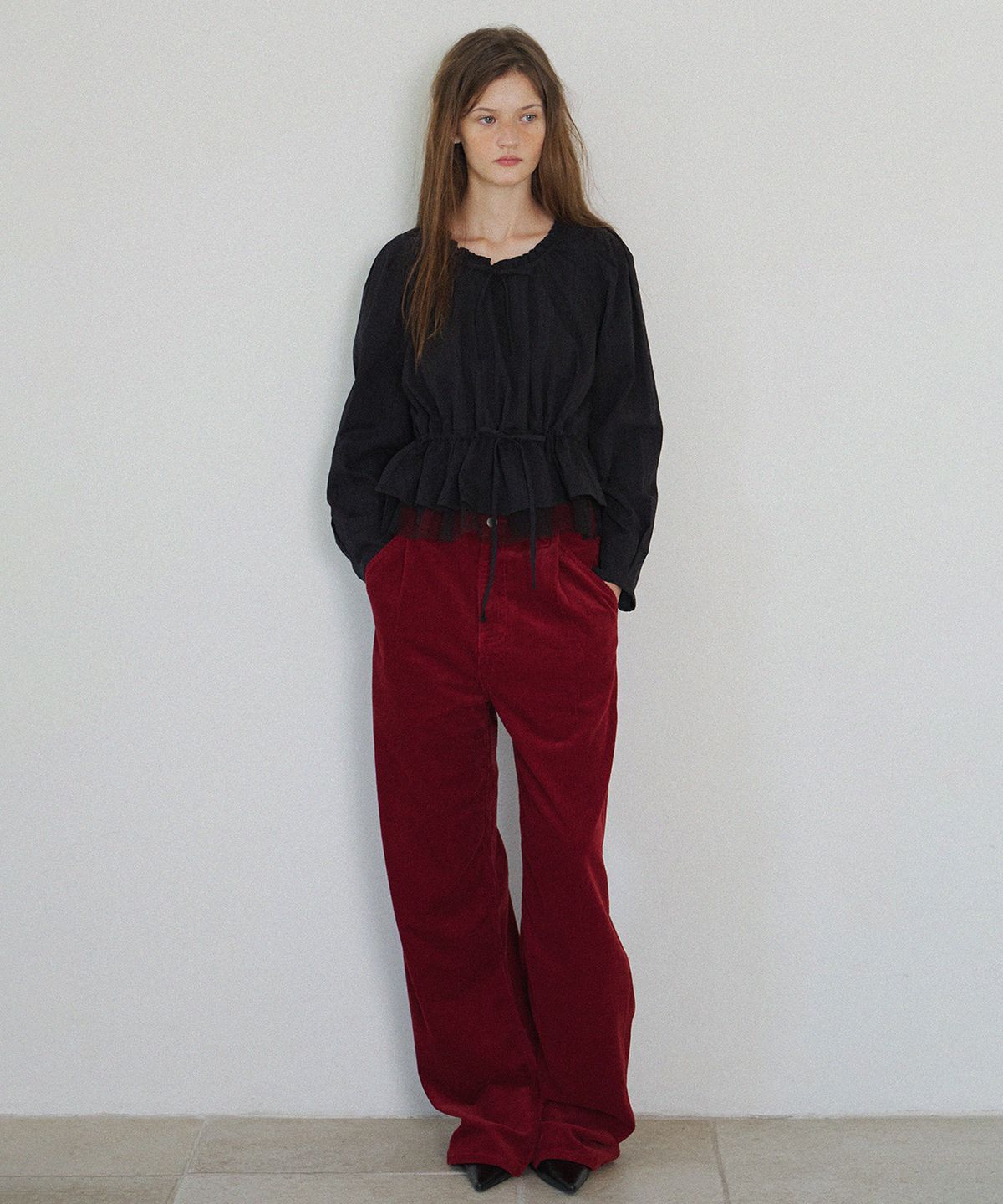 하우스 오브 폰드(HOUSE OF POND) Wide Legs Corduroy Denim Jeans_Red