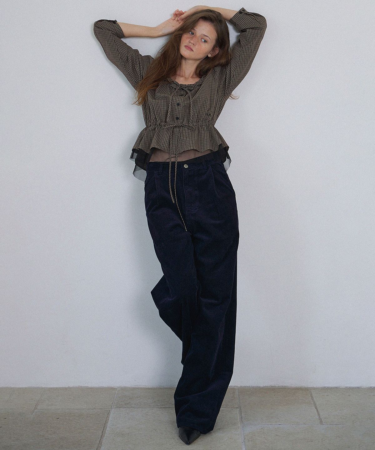하우스 오브 폰드(HOUSE OF POND) Wide Legs Corduroy Denim Jeans_Navy