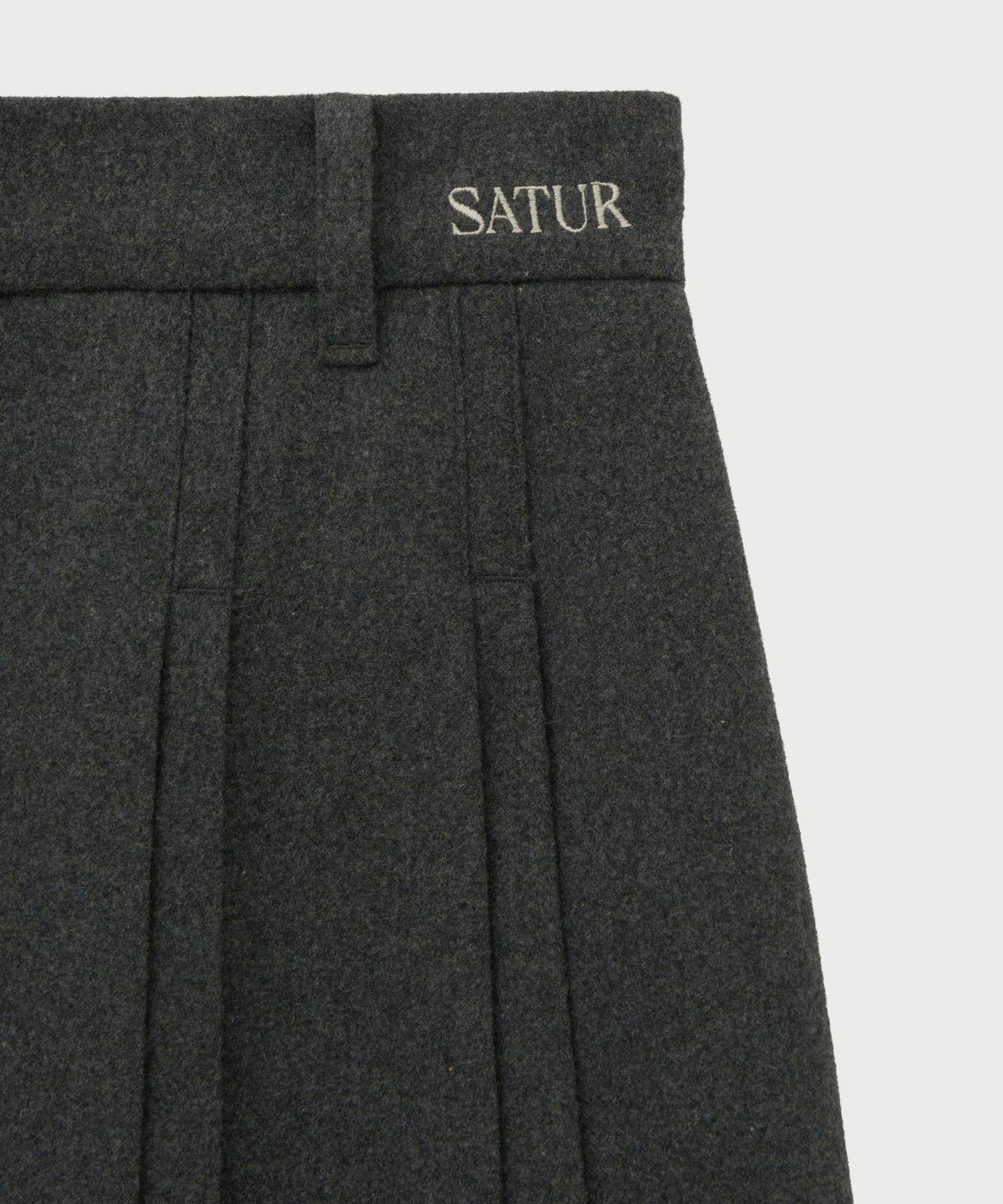 세터(SATUR) (W) 울 블렌드 플리츠 미니 스커트 차콜