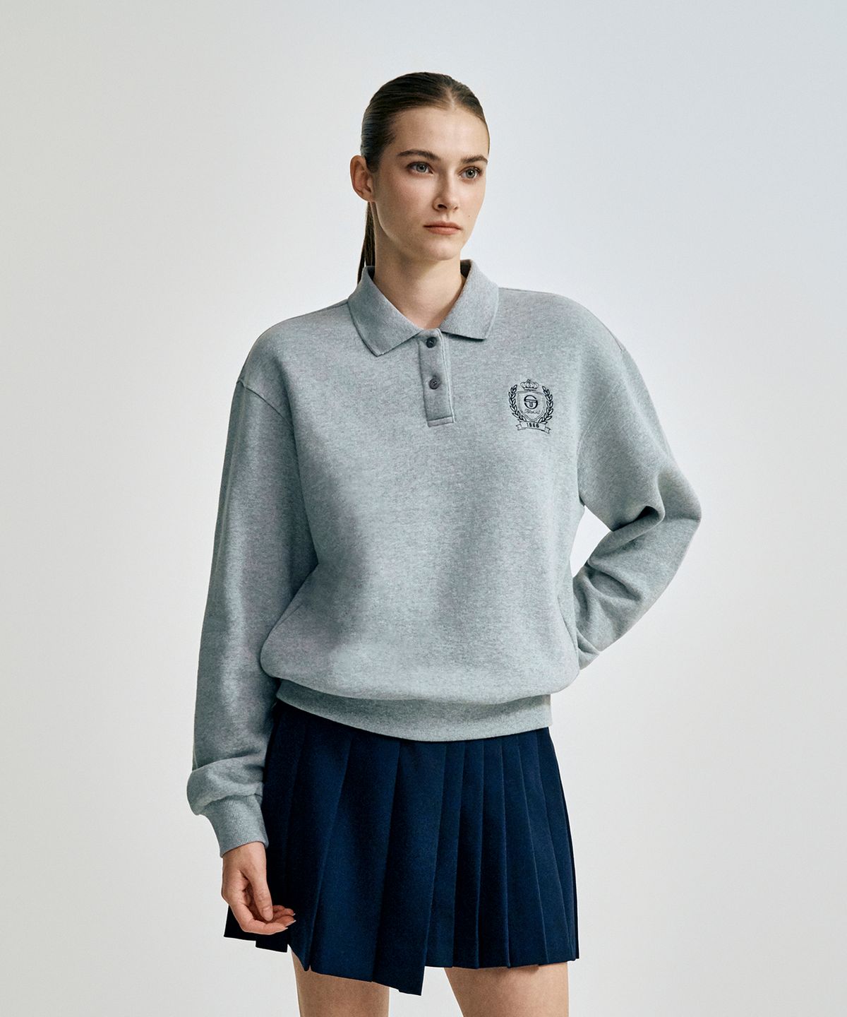 세르지오 타키니(SERGIO TACCHINI) W 클래식 기모 카라넥 풀오버 (Melange Grey)