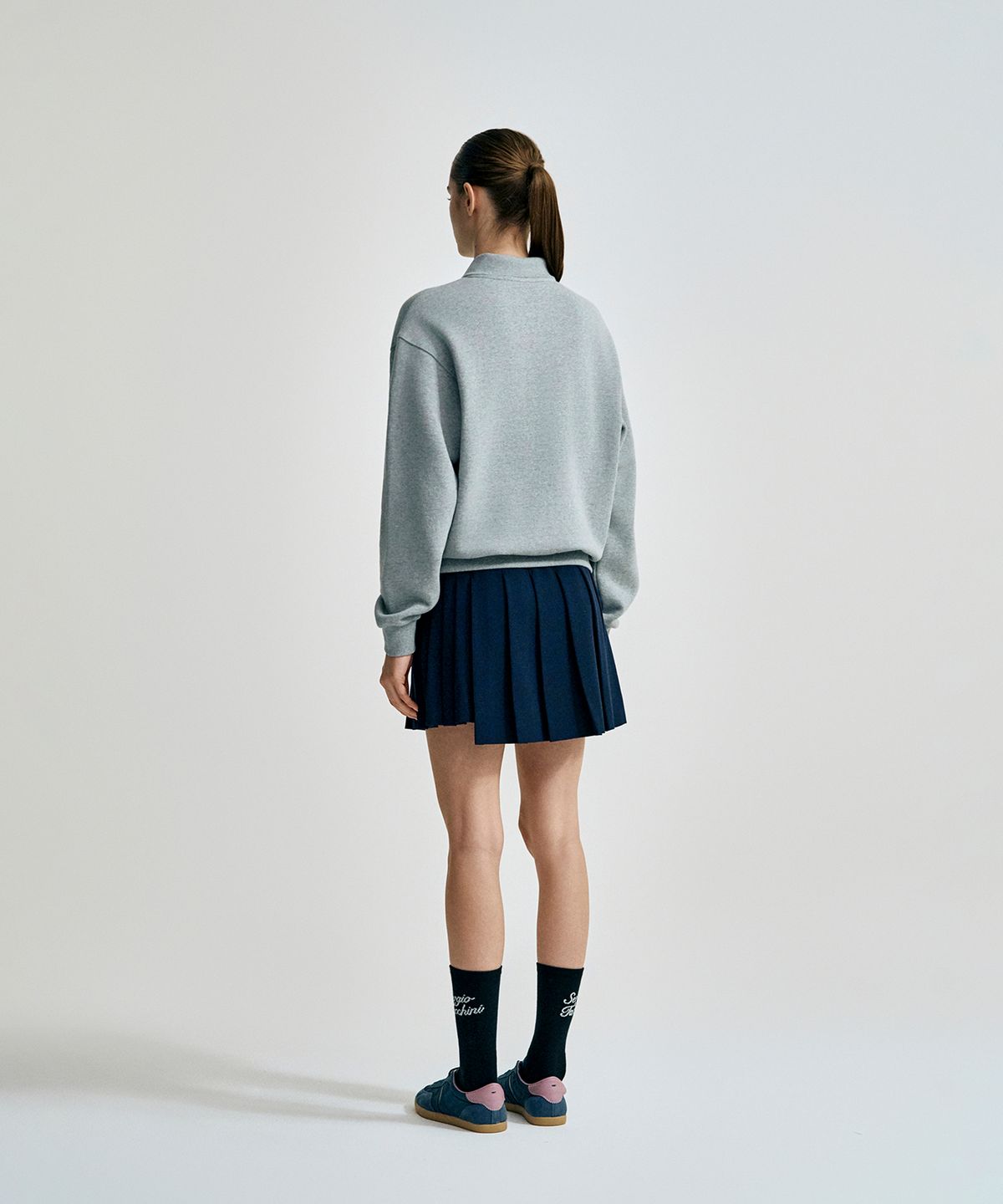 세르지오 타키니(SERGIO TACCHINI) W 클래식 기모 카라넥 풀오버 (Melange Grey)