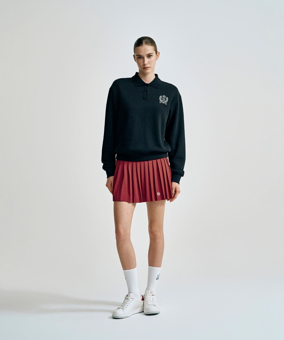 세르지오 타키니(SERGIO TACCHINI) W 클래식 기모 카라넥 풀오버 (Black)