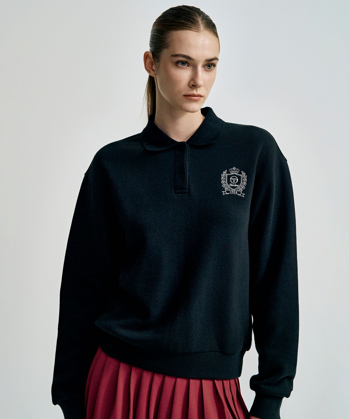 세르지오 타키니(SERGIO TACCHINI) W 클래식 기모 카라넥 풀오버 (Black)