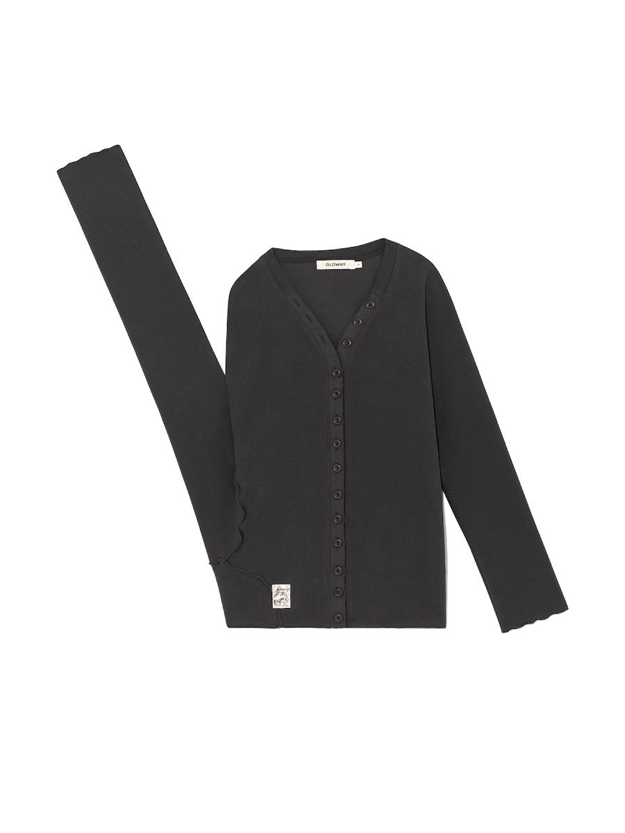 MUSINSA | GLOWNY TILT BUTTON LONG SLEEVE (CHARCOAL)
