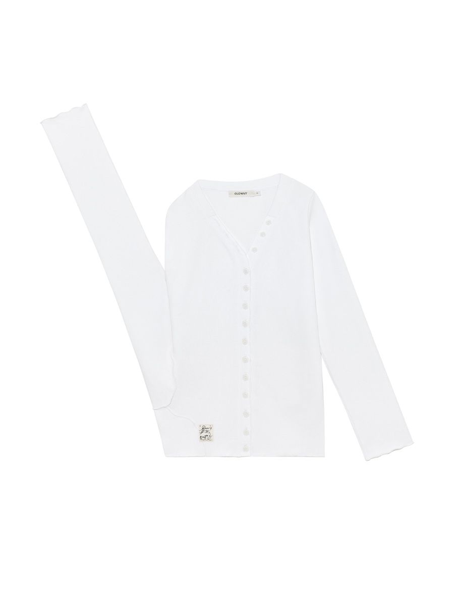 MUSINSA | GLOWNY TILT BUTTON LONG SLEEVE (WHITE)