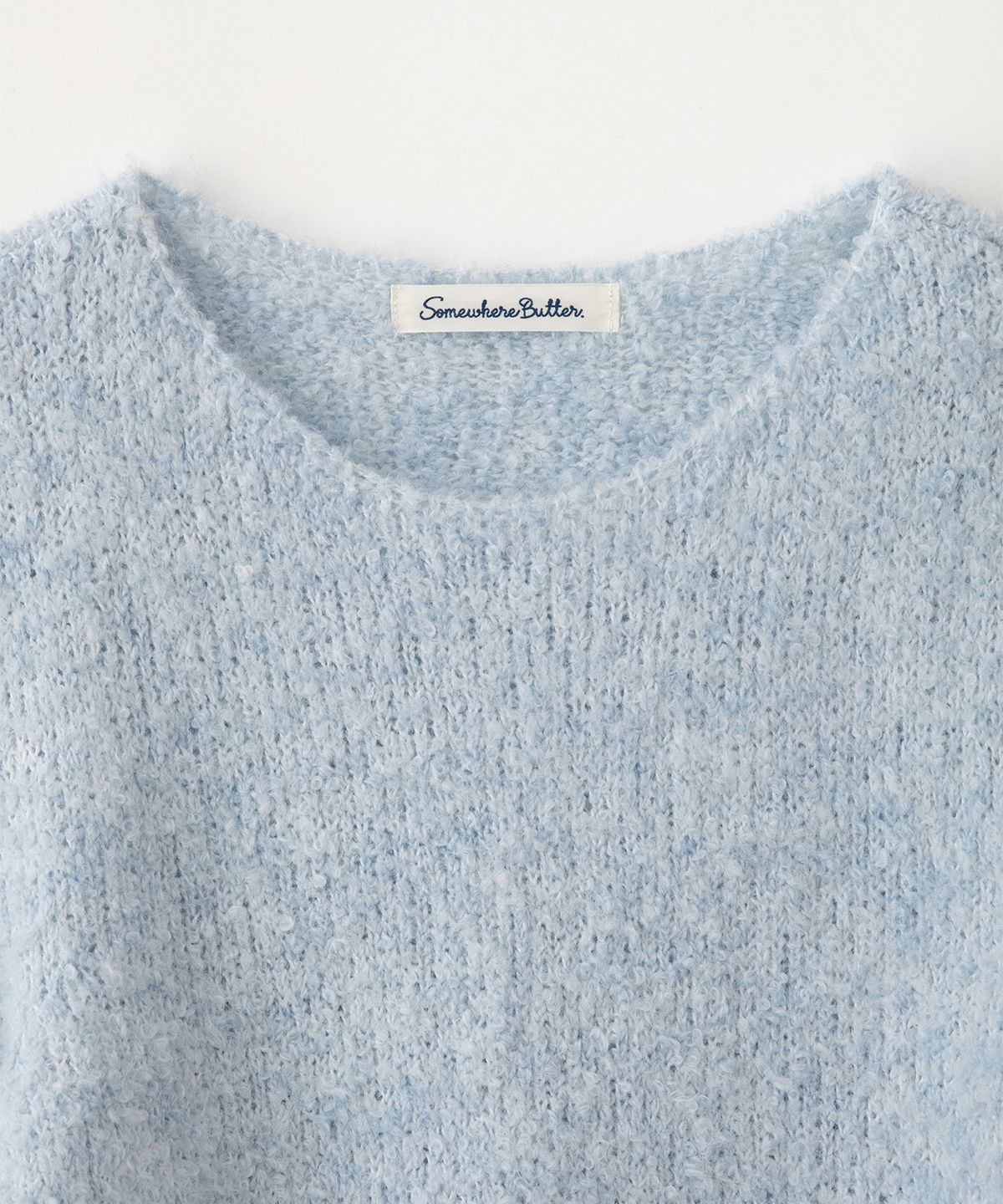 썸웨어버터(SOMEWHEREBUTTER) Boucle Long Sleeve Knit - Light Blue
