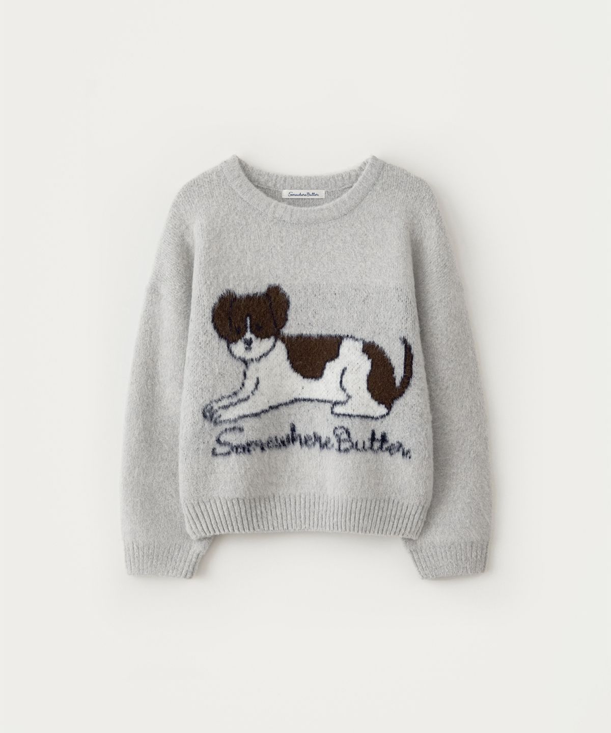 썸웨어버터(SOMEWHEREBUTTER) Puppy Wool Knit - Light Grey